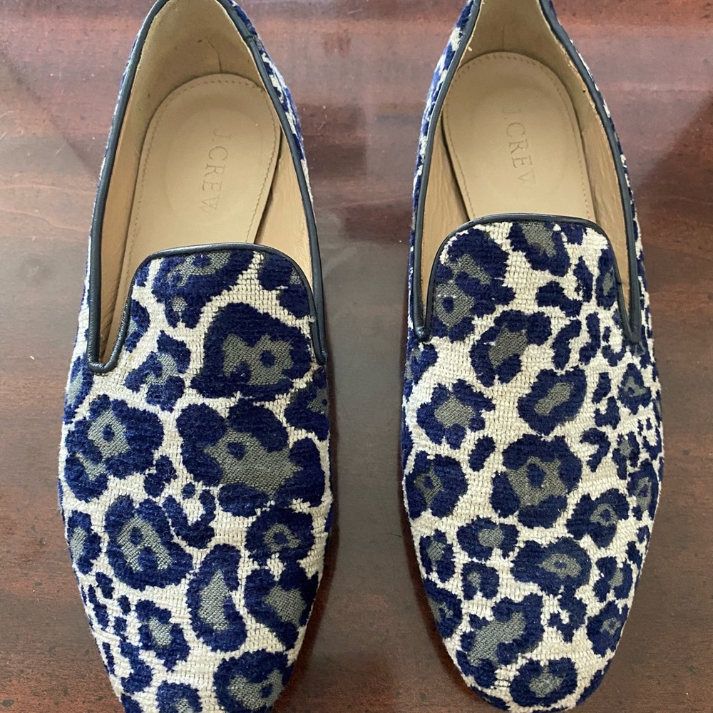 J. Crew Blue Leopard Print Women's Loafers